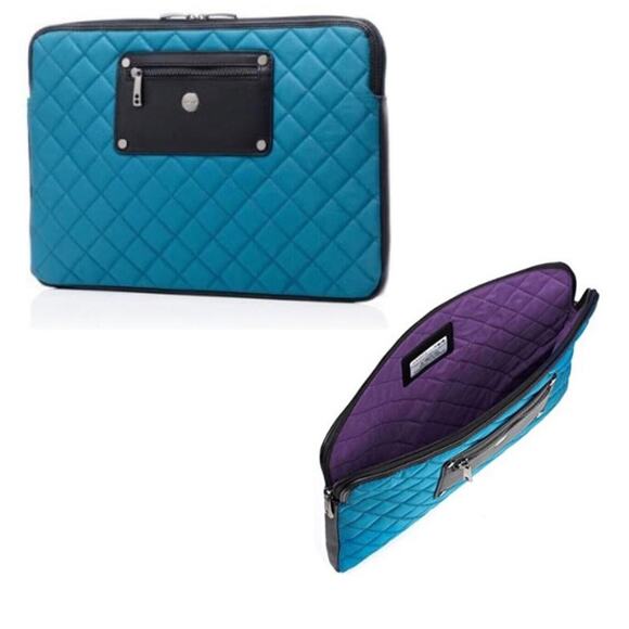 Teal ChromeBook or MacBook Air Laptop Sleeves 11” Knomo London Quilted - Picture 1 of 6